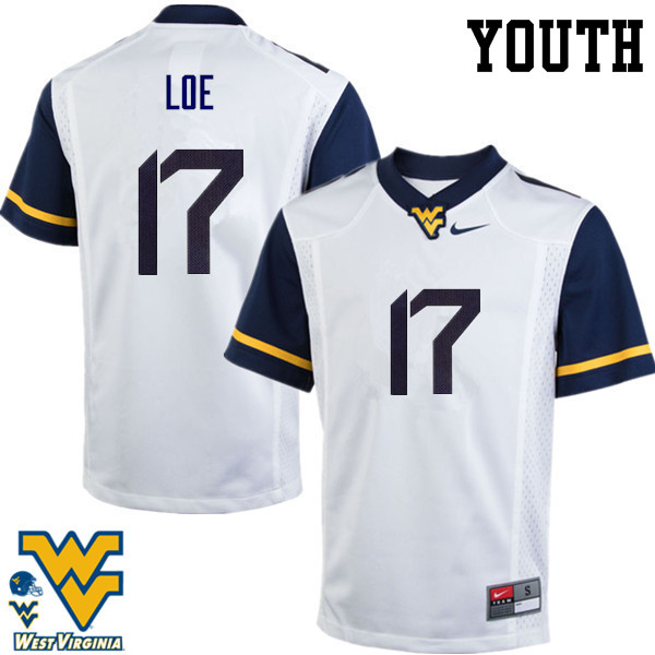 Youth #17 Exree Loe West Virginia Mountaineers College Football Jerseys-White